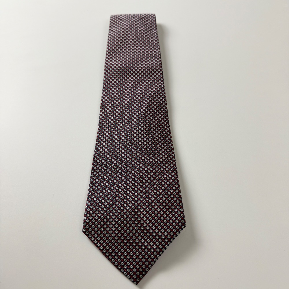 Vintage Lauren Ralph Lauren Burgundy Navy Geometric‎ Medallion Silk Tie USA